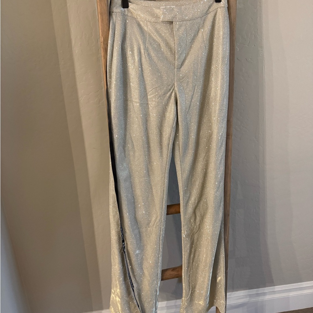 Shimmery Silver Women's Straight-Leg Pants